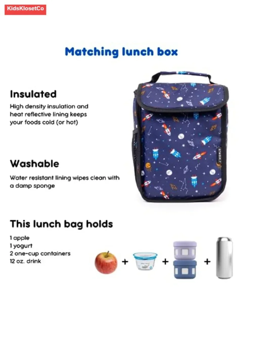 Kids Rolling Backpack and Lunch Bag Set with Wheels, Polyester, Spaceship
